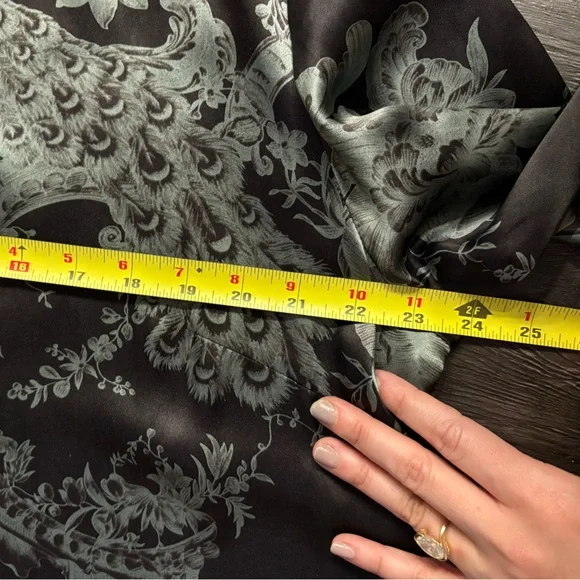 CITRON Santa Monica 1x Silk Black Button-Front Top Sage Peacock Print - Picture 11 of 11